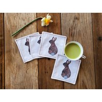 Kaninchen-Cocktailservietten, Handgemachte Kaninchen-Servietten, Kaninchen-Untersetzer von MapleMoonDesign