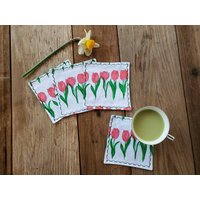 Tulpe Cocktail-Servietten, Tulpen-stoffservietten, Tulpen-Untersetzer von MapleMoonDesign