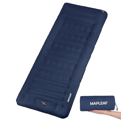 Mapleaf Luftmatratze Fußbetrieb 12 cm dick für Camping Schlafen im Auto Katastrophenschutz dick mit Kissen Ultraleicht kompakt wasserdicht Bergsteigen(Marineblau,197x70x12cm) von Mapleaf