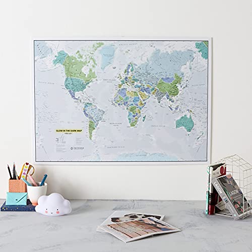 Maps International Im Dunkeln leuchtende Weltkarte - Kartografische Details - 84,1 (B) x 59,4 (H) cm. von Maps International