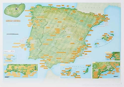 Scratch Off Spanien & Portugal Golfkarte Poster Geschenk für Golfer – 42 (B) x 30 (H) cm von Maps International