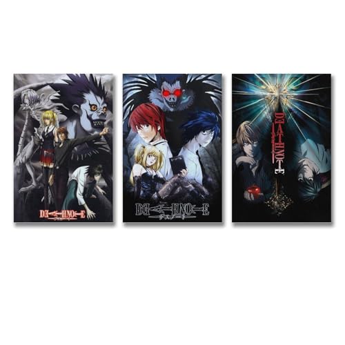 A Set Of 3 Death Poster Note Anime Retro Vintage Comics Manga Cover Poster Für Zimmer, Ästhetische Leinwand-Wandkunst, Schlafzimmer-Dekor Poster 08x12inch(20x30cm)-3pcs von Maqiae