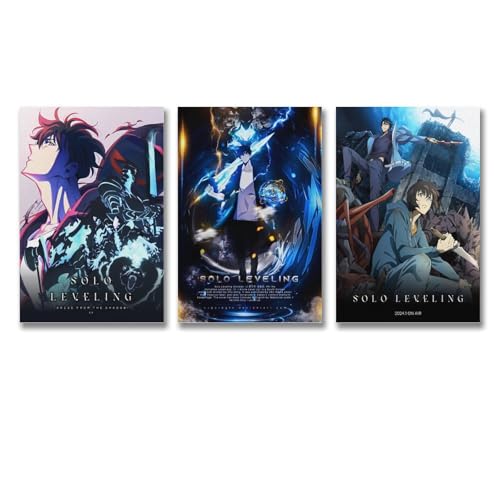 A Set Of 3 Solo Poster Leveling Anime Manga Comics Vintage Retro Cover Poster Für Zimmer, Ästhetische Leinwand-Wandkunst, Schlafzimmer-Dekor Poster 08x12inch(20x30cm)-3pcs von Maqiae