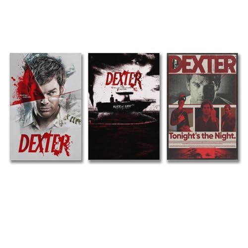 Maqiae A Set Of 3 Dexter Poster Comedy Tv Series Vintage Retro Cover Poster Für Zimmer, Ästhetische Leinwand-Wandkunst, Schlafzimmer-Dekor Poster 08x12inch(20x30cm)-3pcs von Maqiae