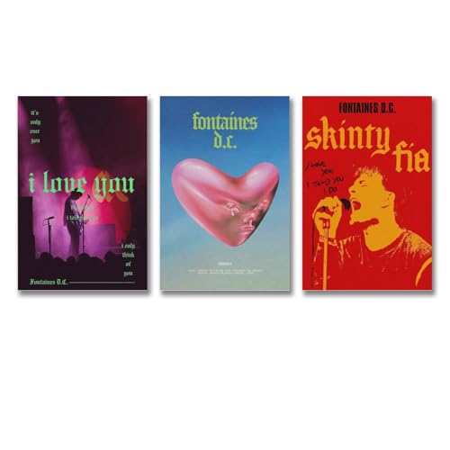 Maqiae A Set Of 3 Fontaines Poster DC Rock Band Music Vintage Retro Cover Poster Für Zimmer, Ästhetische Leinwand-Wandkunst, Schlafzimmer-Dekor Poster 08x12inch(20x30cm)-3pcs von Maqiae