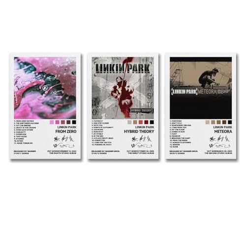 Maqiae A Set Of 3 Linkin Poster Park Rock Band Music Album Cover Signed Poster Für Zimmer, Ästhetische Leinwand-Wandkunst, Schlafzimmer-Dekor Poster 12x18inch(30x45cm)-3pcs von Maqiae
