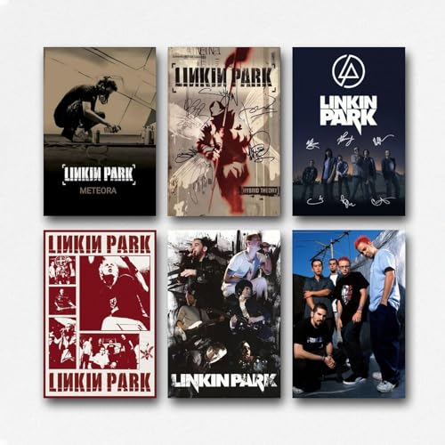 Maqiae A Set Of 6 Linkin Poster Park Rock Band Music Album Vintage Retro Cover Poster Für Zimmer, Ästhetische Leinwand-Wandkunst, Schlafzimmer-Dekor Poster 08x12inch(20x30cm) von Maqiae