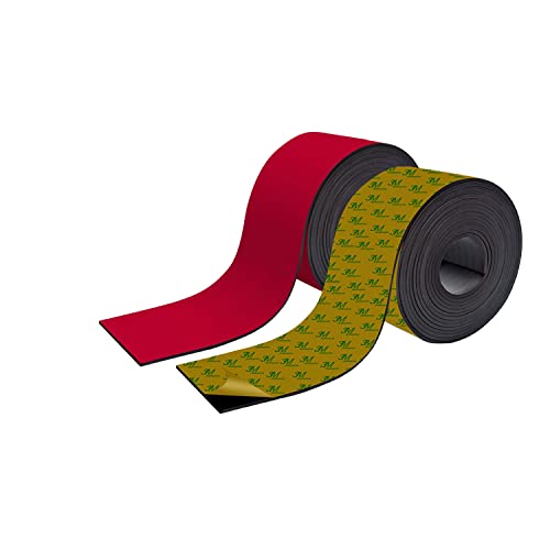 30 Meter - Farbiges Magnetband - Selbstklebend - 100mm breit zum Beschriften und Zuschneiden-Rot von Maqna