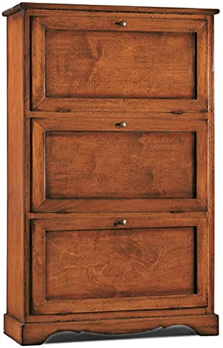 Mar.c.a. Design - Schuhregal aus Holz, 3 Türen, Arte Povera, Walnussfarbe, Massivholz – Mis. 79 x 30 x 130 cm. von Mar.c.a. Design