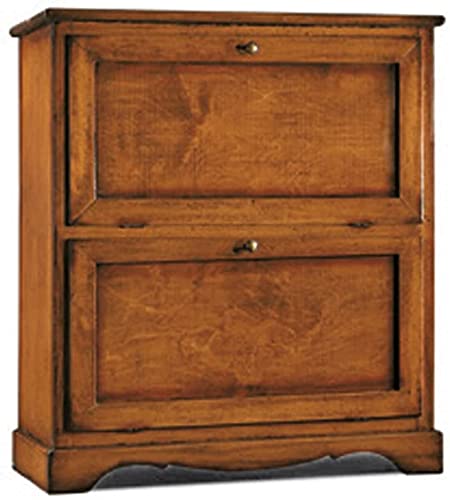 Mar.c.a. Design Schuhschrank aus Holz, 2 Türen, Arte Povera, Farbe: Walnuss, Massivholz, Maße: 79 x 30 x 90 cm von Mar.c.a. Design