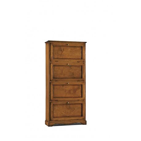 Mar.c.a. Design - Schuhschrank mit 4 Türen aus Massivholz und MDF Nussbaum mit Schublade, Schuhschrank Arte Povera Made in Italy - Maße 79 x 30 x 170 h von Mar.c.a. Design