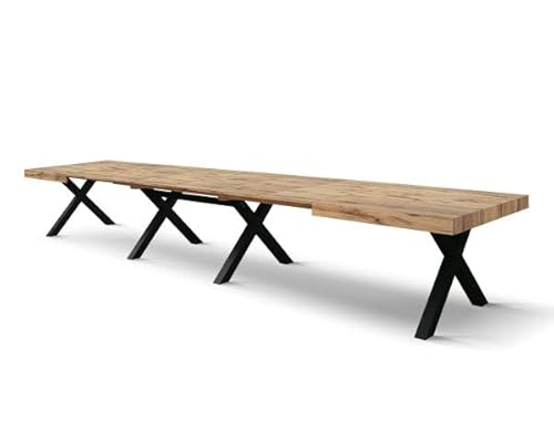 Mar.c.a. Design Ausziehbarer Tisch mit 6 Verlängerungen von 50 cm, Tischgestell und Beinen komplett aus schwarzem Holz, hergestellt in Italien (Eiche, 180 x 90 x 78 cm) von Mar.c.a. Design