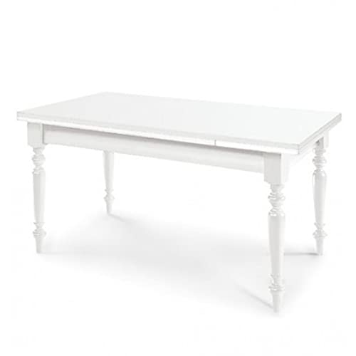 Mar.c.a. Design - Tisch ausziehbar bis 220 cm, gedrehte Beine, Pappelholz, Gestell weiß matt, rechteckig, hergestellt in Italien – für Küche und Wohnzimmer von Mar.c.a. Design