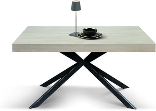 Marke Design - Ausziehbarer Tisch, gekreuzte Beine Family, hergestellt in Italien (160 x 90 x 74, Ulme und schwarze Beine) von Mar.c.a. Design