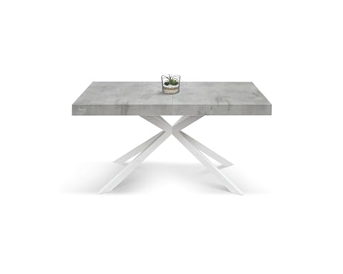 Marke Design - Ausziehbarer Tisch, gekreuzte Beine Family, hergestellt in Italien (Beton und Weiß, 160 x 90 x 74) von Mar.c.a. Design