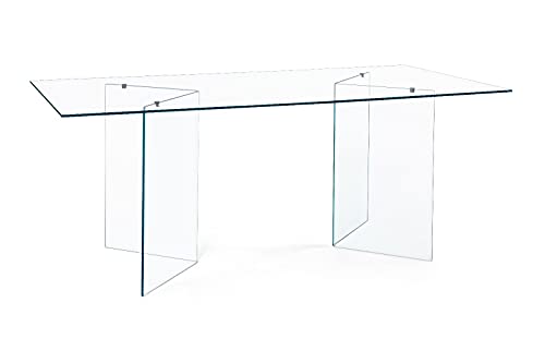 Rechteckiger Tisch iRide, Tischplatte und Struktur komplett aus Nicht gehärtetem Glas, Dicke 10 mm, Maße: 180 x 90 x 75 cm. von Mar.c.a. Design