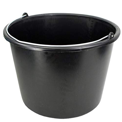 Baueimer Wassereimer Kunststoff 20L Kübel schwarz mit Skala und Metall-Tragbügel von Marabella