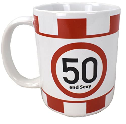 Kaffeetasse Happy Birthday 18 30 40 50 Jahre Geburtstag Tasse rot/weiß Becher, Motiv:50 and Sexy von Marabella