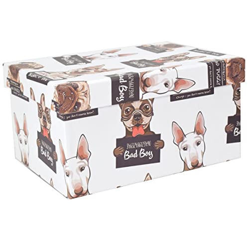 Marabella Geschenkbox Aufbewahrungsbox Schachtel mit Hundemotiv ineinander stapelbar stabil, Geschenkbox Größe:240x190x130 von Marabella