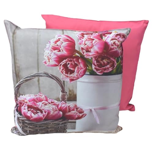 Marabella Outdoor Kissen 45x45cm wasserabweisend Stuhlkissen aus 17 Motiven wählbar, Bildmotiv:Tulpen von Marabella