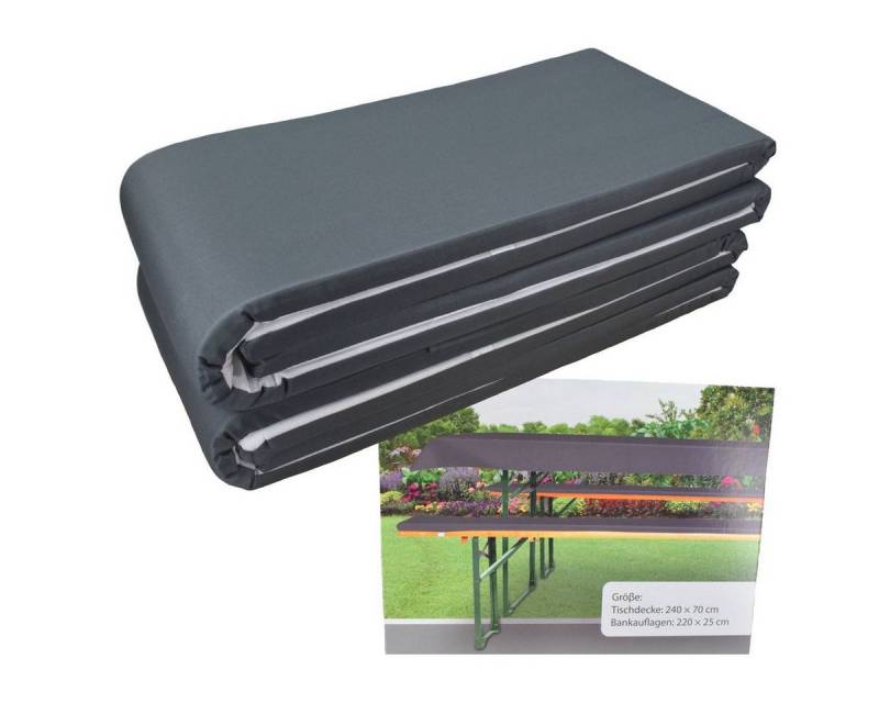 Marabellas Shop Bankauflage Polster für Bierzeltgarnituren ca. 220 x 25 x 2 cm inkl. Tischdecke, (3 St), Auflagen mit Haltebändern von Marabellas Shop