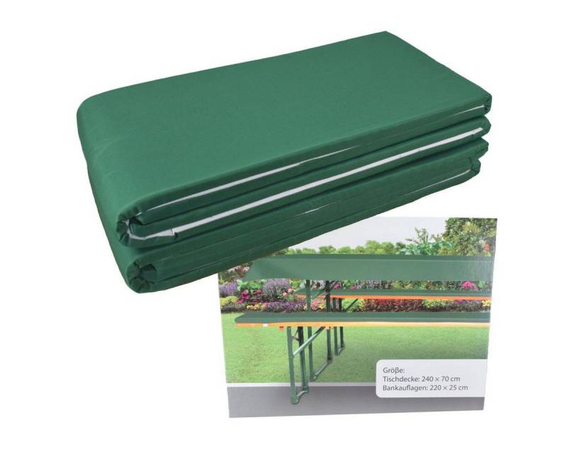 Marabellas Shop Bankauflage Polster für Bierzeltgarnituren ca. 220 x 25 x 2 cm inkl. Tischdecke, (3 St), Auflagen mit Haltebändern von Marabellas Shop