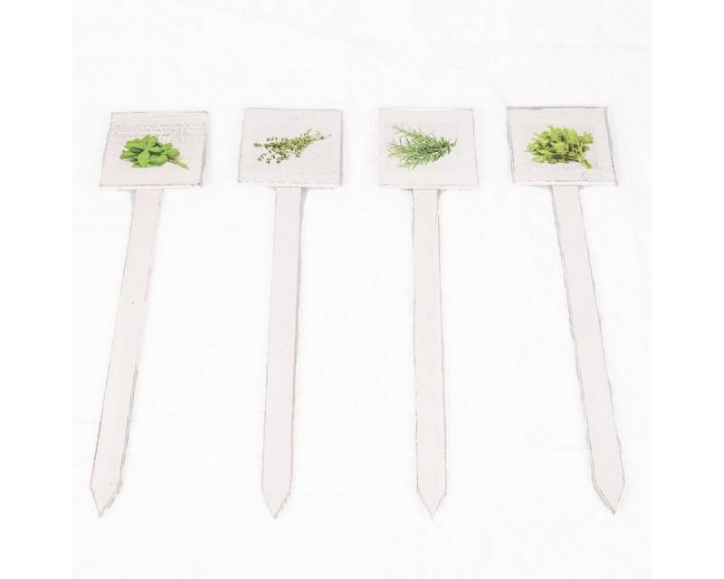 Marabellas Shop Gartenstecker Kräuterstecker Pflanzenschild ca.13 x 13 x 58cm 4er-Set Pflanzschilder von Marabellas Shop