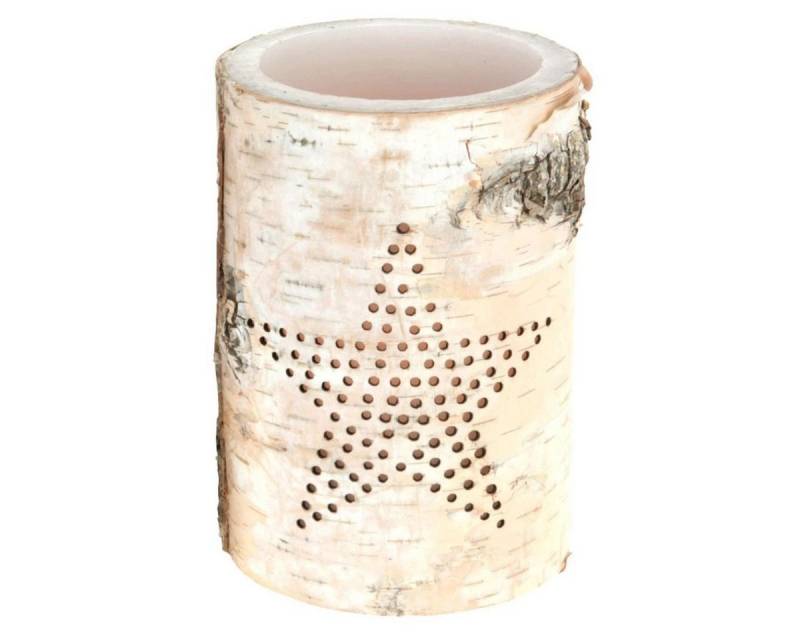 Marabellas Shop LED-Kerze Echtwachs LED Kerze Stern Ø10 x 15 cm Birke Echtwachskerze, gemütliches Ambiente von Marabellas Shop
