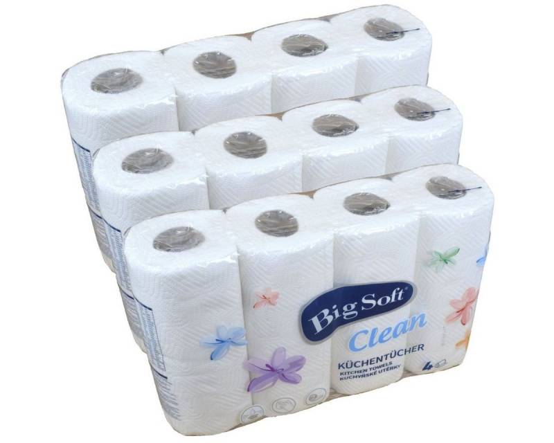 Marabellas Shop Papierküchenrolle 12 Rollen á 50 Blatt Küchenrolle Big Soft 2-lagig Haushaltsrolle, 2-lagig von Marabellas Shop