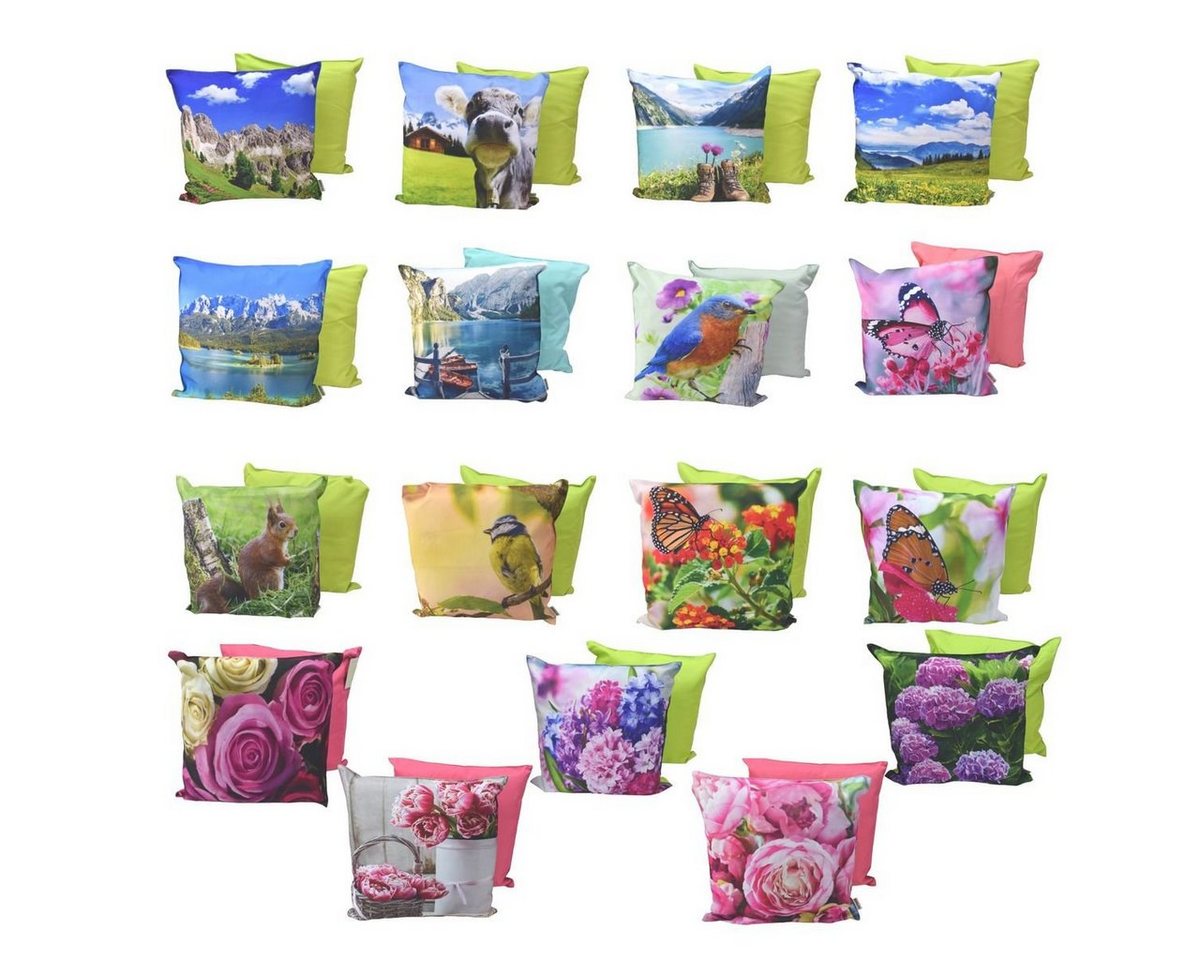 Marabellas Shop Sitzkissen Dekokissen 45x45cm Stuhlkissen wasserabweisend 17 Sommer-Motive, Outdoor von Marabellas Shop