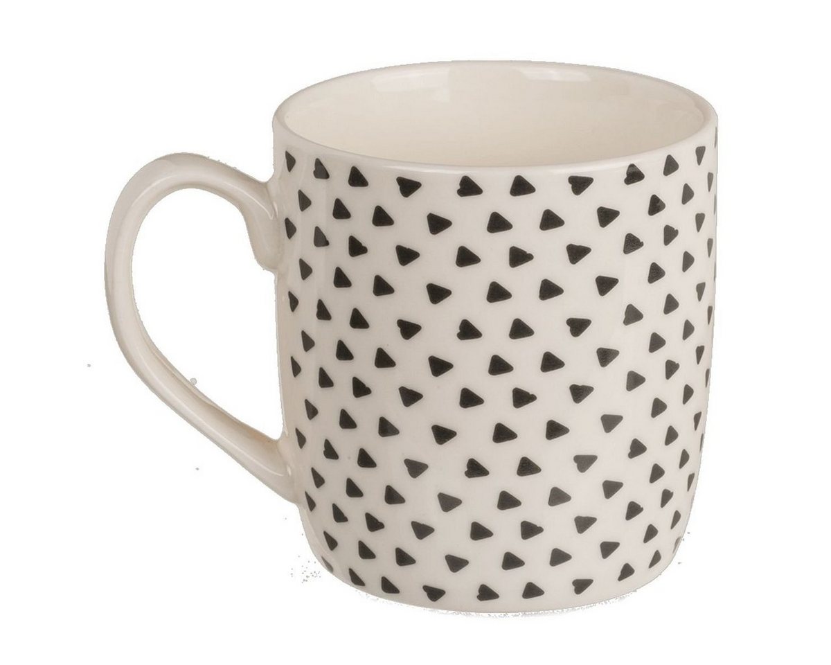 Marabellas Shop Tasse Kaffeetasse ca. 8,6 x 9,2cm in Schwarz/Weiß mit Herz- oder Strichmotiv, New Bone China, für Spülmaschinen geeignet von Marabellas Shop