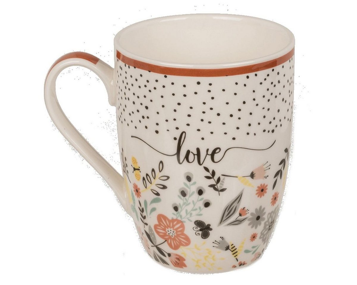 Marabellas Shop Tasse Kaffeetasse mit Farbakzent ca. 8 x 10,5 cm mit Spruch und Blumenmotiv, New Bone China, für Spülmaschinen geeignet von Marabellas Shop