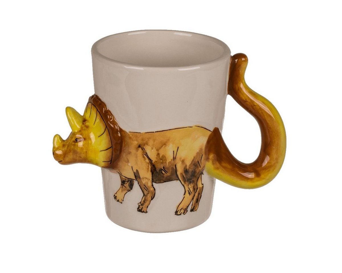 Marabellas Shop Tasse Kaffetasse ca. 250 ml mit 3D Dino Design Tasse Dinosaurier Kindertasse, Keramik, mit 3D Darstellung von Marabellas Shop