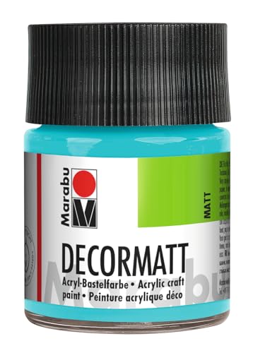 Marabu 14010005091 - Decormatt Acryl Karibik 091, 50 ml, samtmatte Acrylfarbe auf Wasserbasis, cremig und farbintensiv, speichelfest, wetterfest, zum freien Malen und Schablonieren von Marabu