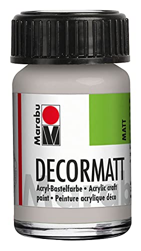 Marabu 14010039782 - Decormatt Acryl Metallic-Silber 782, 15 ml, samtmatte Acrylfarbe auf Wasserbasis, cremig und farbintensiv, speichelfest, wetterfest, zum freien Malen und Schablonieren von Marabu