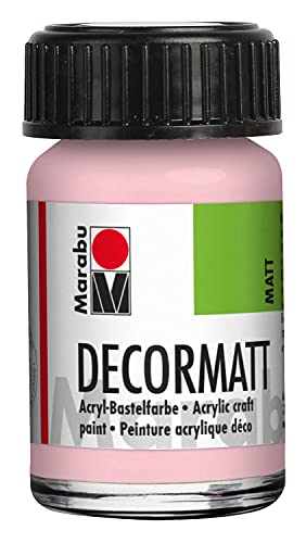 Marabu 14010039231 - Decormatt Acryl Wildrose 231, 15 ml, samtmatte Acrylfarbe auf Wasserbasis, cremig und farbintensiv, speichelfest, wetterfest, zum freien Malen und Schablonieren von Marabu