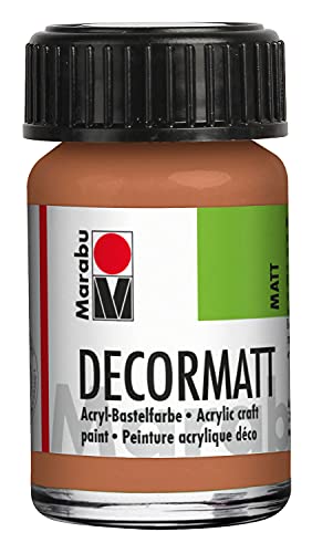 Marabu 14010039787 - Decormatt Acryl Metallic-Kupfer 787, 15 ml, samtmatte Acrylfarbe auf Wasserbasis, cremig und farbintensiv, speichelfest, wetterfest, zum freien Malen und Schablonieren von Marabu