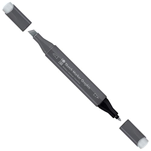Marabu 01480003991 - Sketch Marker Graphix Kaltgrau, japanische Doppelspitze 1-7 mm Keilspitze und 1 mm fein, brillante Farben, schnelltrocknende, alkoholbasierte Tinte, geruchsarm und wasserfest von Marabu