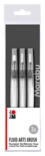 Marabu 0173000000080 - Wassertankpinsel im 3er Set, feine und elastische Pinselhaare, ideal zum Malen, Schreiben und Verblenden auf Papier und Stoff von Marabu