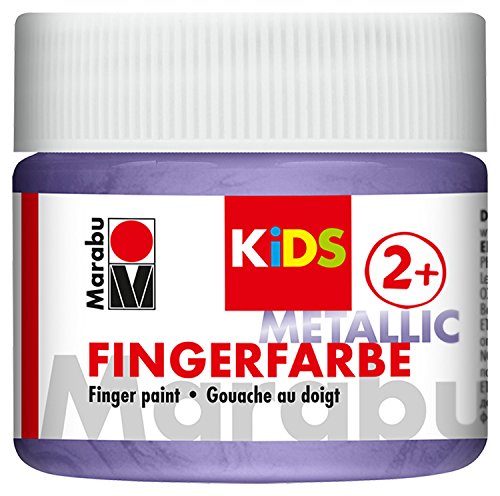 Marabu 03030050750 - Kids Fingerfarbe metallic violett 100 ml, Fingermalfarbe auf Wasserbasis, parabenfrei, vegan, laktosefrei, glutenfrei, zum Malen in Kindergarten, Schule, Therapie und zu Hause von Marabu