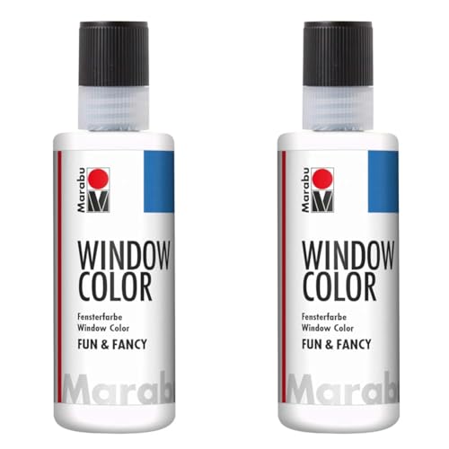 Marabu 04060004101 - Window Color fun & fancy, kristallklar 80 ml, Fensterfarbe auf Wasserbasis, ablösbar auf glatten Flächen wie Glas, Spiegel, Fliesen und Folie (Packung mit 2) von Marabu