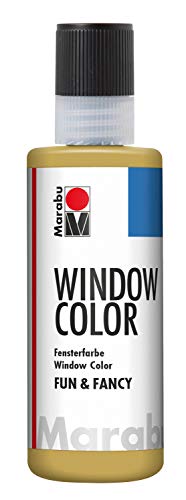 Marabu 04060004183 - Window Color fun & fancy, gold 80 ml, Fensterfarbe auf Wasserbasis, ablösbar auf glatten Flächen wie Glas, Spiegel, Fliesen und Folie von Marabu