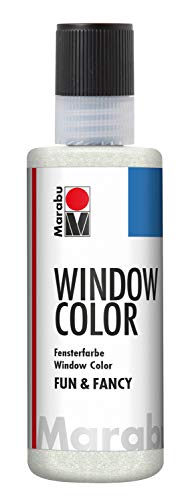 Marabu 04060004582 - Window Color fun & fancy, glitzer silber 80 ml, Fensterfarbe mit Glitter Farbe auf Wasserbasis, ablösbar auf glatten Flächen wie Glas, Spiegel, Fliesen und Folie von Marabu