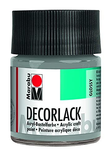 Marabu 11300005782 - Decorlack Acryl Metallic-Silber 782, 50 ml, hochglänzender Acryllack auf Wasserbasis, wetterfest, speichelfest, zum Malen, Schablonieren und für Serviettentechnik von Marabu