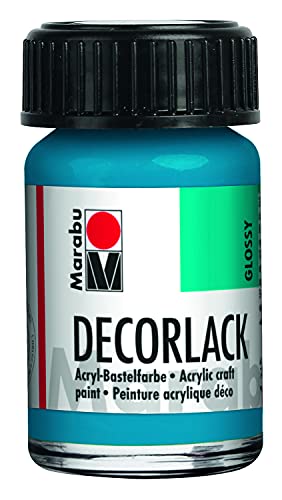 Marabu 11300039056 - Decorlack Acryl Cyan 056, 15 ml, hochglänzender Acryllack auf Wasserbasis, wetterfest, speichelfest, zum Malen, Schablonieren und für Serviettentechnik von Marabu