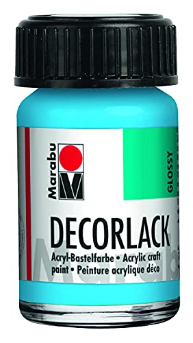 Glorex Marabu 11300039090 - Decorlack Acryl Hellblau 090, 15 ml, hochglänzender Acryllack auf Wasserbasis, wetterfest, speichelfest, zum Malen, Schablonieren und für Serviettentechnik von Glorex