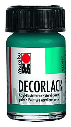 Marabu 11300039290 - Decorlack Acryl Türkis 290, 15 ml, hochglänzender Acryllack auf Wasserbasis, wetterfest, speichelfest, zum Malen, Schablonieren und für Serviettentechnik von Marabu