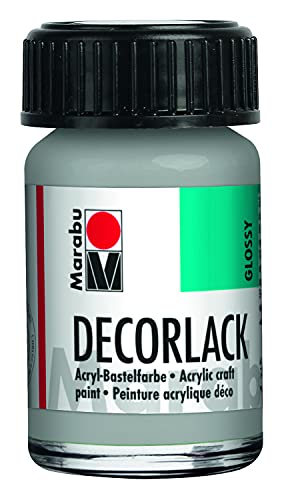 Marabu 11300039782 - Decorlack Acryl Metallic-Silber 782, 15 ml, hochglänzender Acryllack auf Wasserbasis, wetterfest, speichelfest, zum Malen, Schablonieren und für Serviettentechnik von Marabu