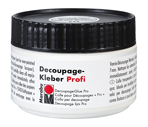 Marabu 11420013848 - Transparenter Decoupage Kleber Profi, 250 ml Dose, auf Wasserbasis, wasserfest, ideal zum Aufkleben aller Decoupage Papiere von Marabu