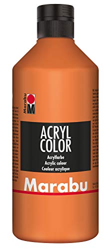 Marabu 12010075013 - Acryl Color orange 500 ml, cremige Acrylfarbe auf Wasserbasis, schnell trocknend, lichtecht, wasserfest, zum Auftragen mit Pinsel und Schwamm auf Leinwand, Papier und Holz von Marabu